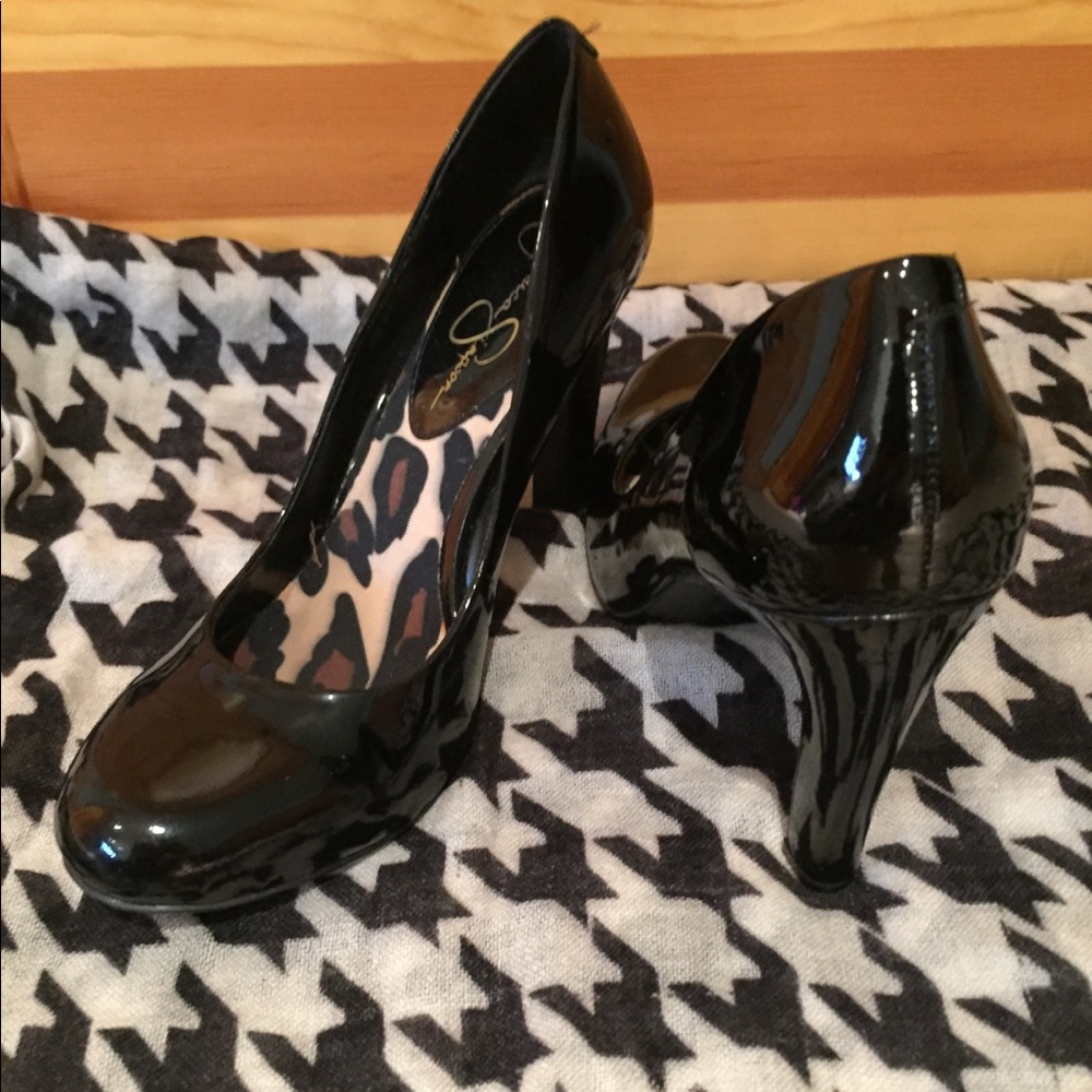 Jessica Simpson Shiny Black Patent Leather Heels